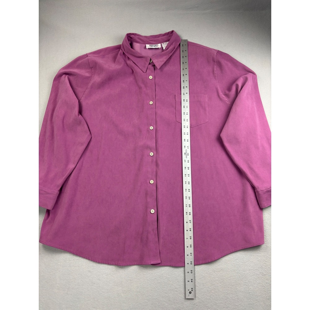 Mainstreet Blues Vintage Mauve Purple Faux Suede Button Front Shirt 3X Plus - Picture 4 of 8
